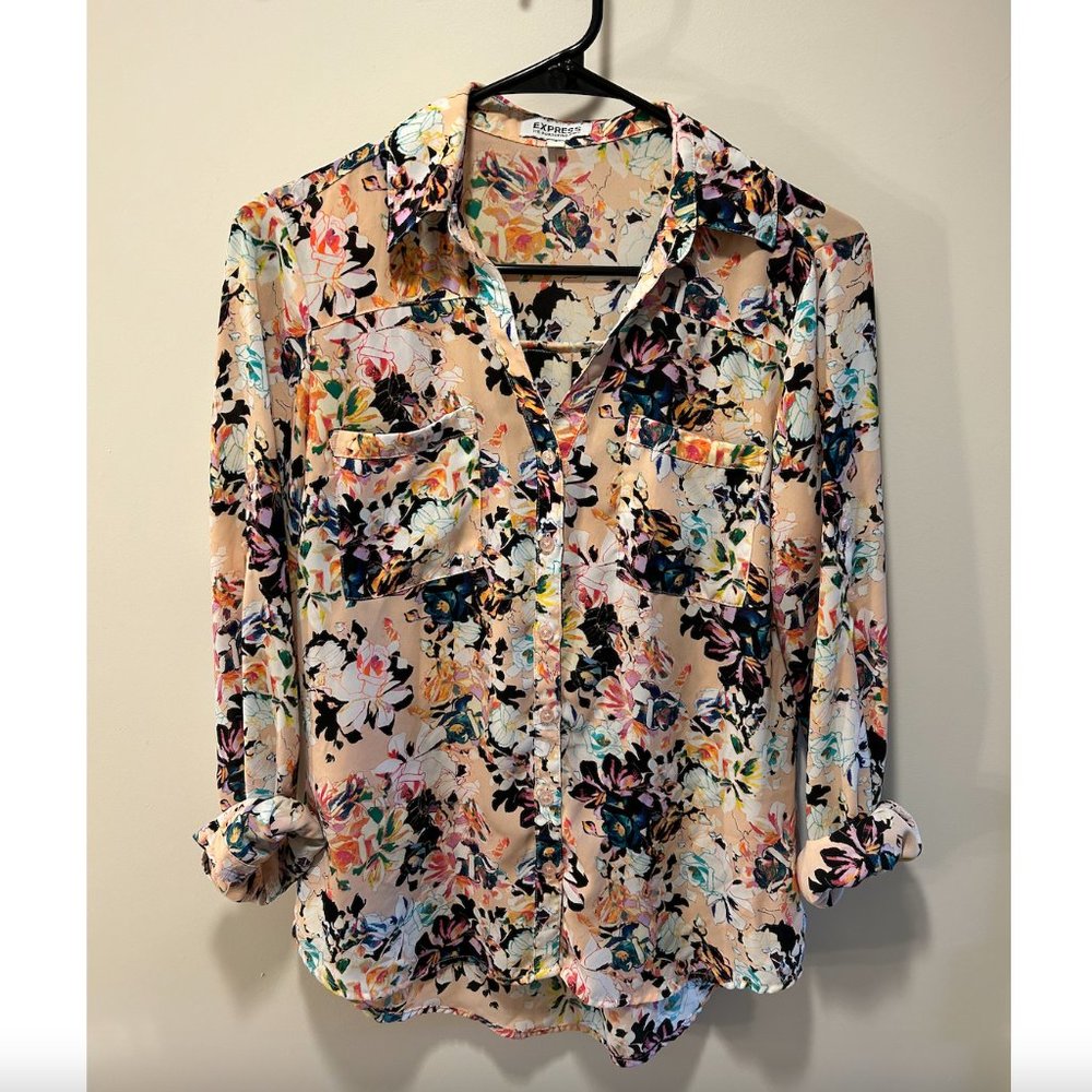 Express The Portofino Shirt Multi-Colored Button Front Size Women's Small (S)